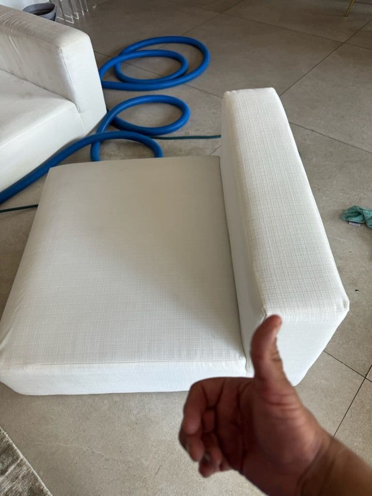 Gallery photos for White Sofa Cleaning Project in Beverly Hills: Image #2