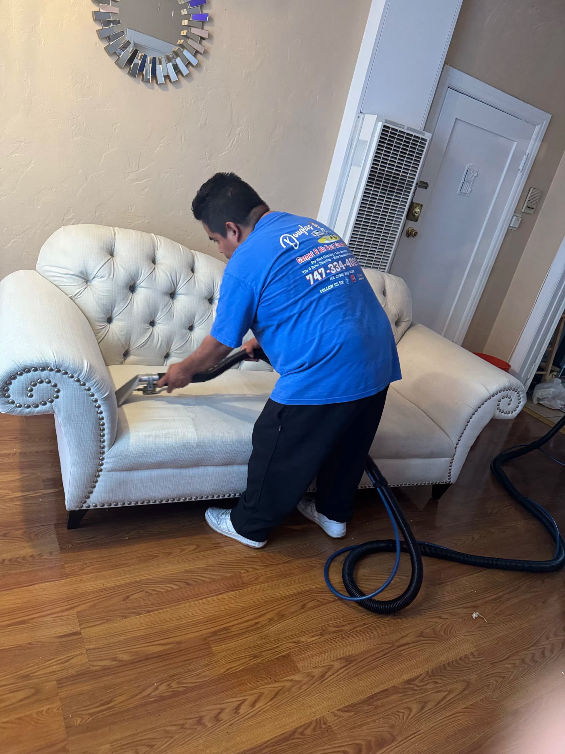 Gallery photos for White Tufted Sofa Cleaning in Beverly Hills: Image #2